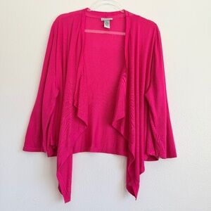 Catherines Open Front 3/4 Sleeve Asymmetrical Pink Cropped Cardigan Sweater 1X